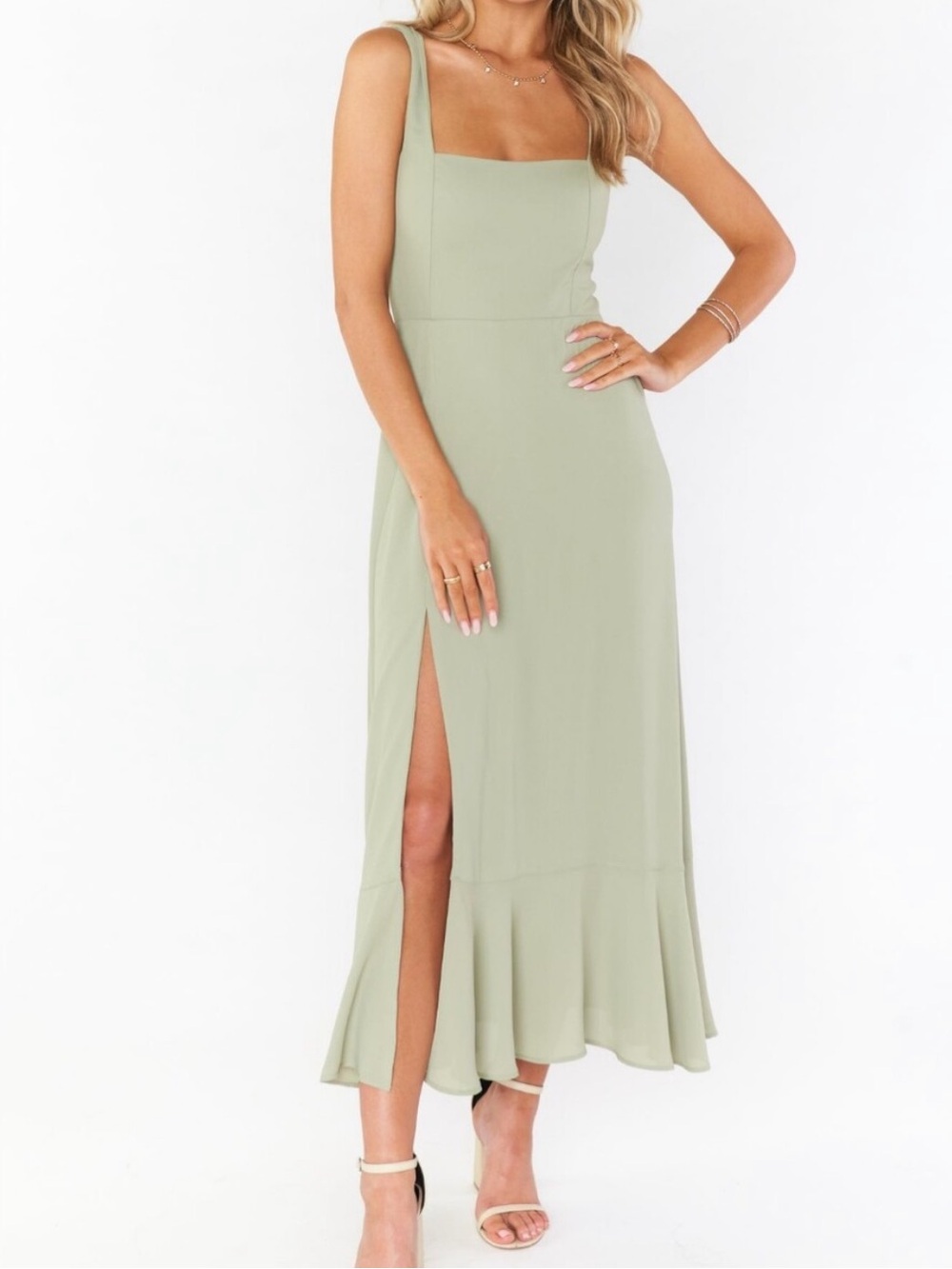 Show Me Your MuMu - Claire Midi Dress ~ Moss Green Crisp
